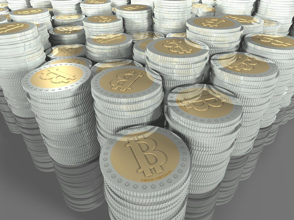 Piles of Bitcoin-style collectible coins
